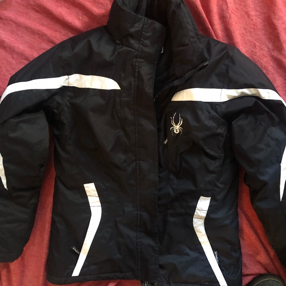 SPYDER snowboarding ski jacket black/white, sz 12